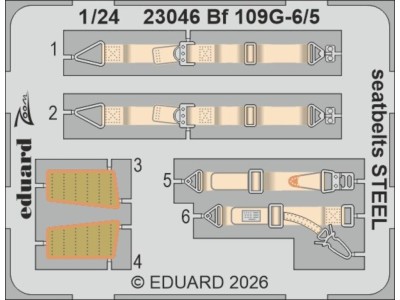 Bf 109G-5/6 seatbelts STEEL for Airfix 