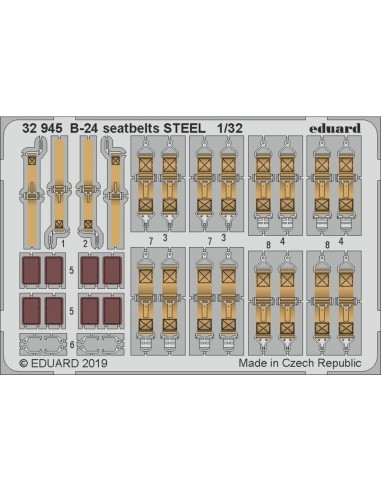 B-24 seatbelts STEEL for Hobby Boss 