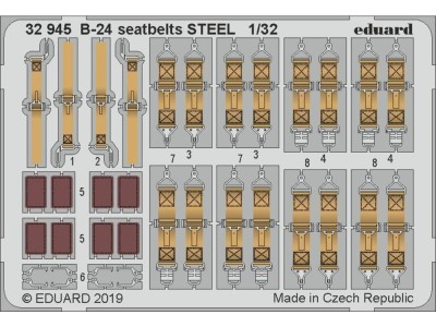 B-24 seatbelts STEEL for Hobby Boss 