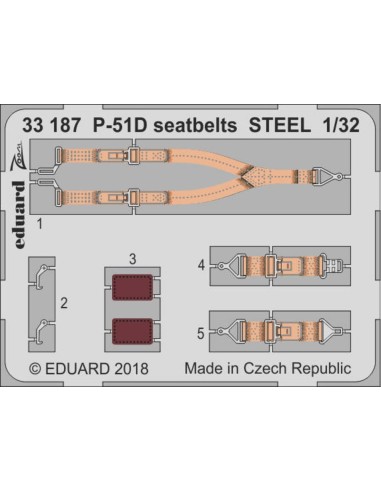 P-51D seatbelts STEEL for Revell 