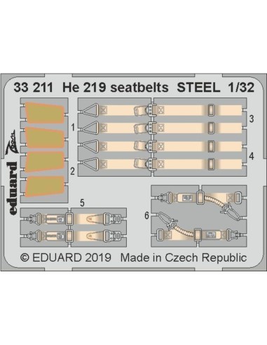 He 219 seatbelts STEEL for Revell 
