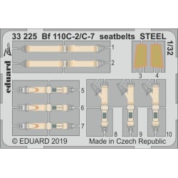 Bf 110C-2/C-7 seatbelts STEEL for Revell 