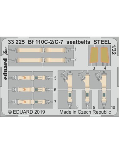 Bf 110C-2/C-7 seatbelts STEEL for Revell 