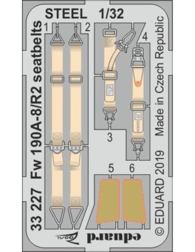 Fw 190A-8/R2 seatbelts STEEL for Revell 
