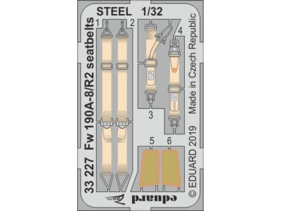 Fw 190A-8/R2 seatbelts STEEL for Revell 
