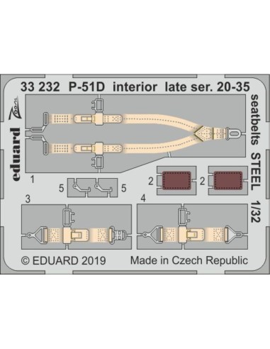 P-51D interior late ser. 20-35 seatbelts STEEL f.Tamiya 
