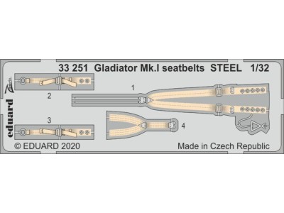 Gladiator Mk.I seatbelts STEEL for ICM 