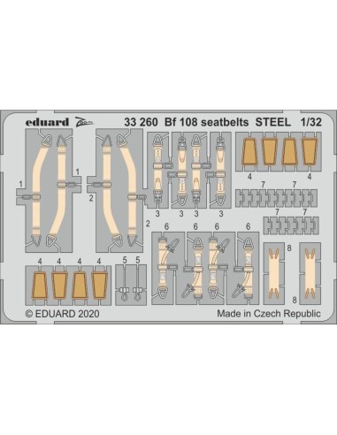 Bf 108 seatbelts STEEL for Eduard 