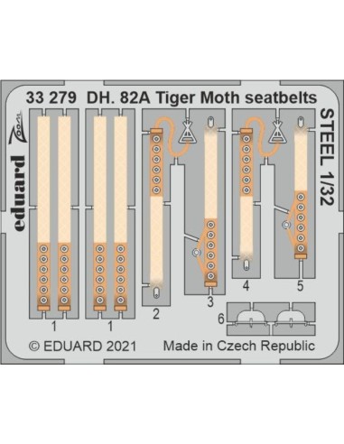 DH. 82A Tiger Moth seatbelts STEEL 1/32 for ICM 
