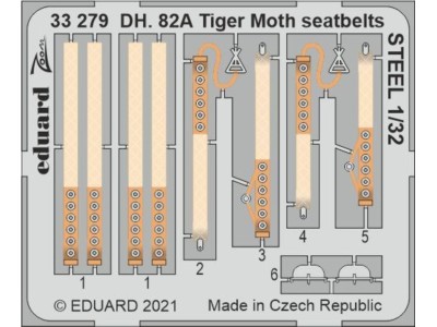 DH. 82A Tiger Moth seatbelts STEEL 1/32 for ICM 