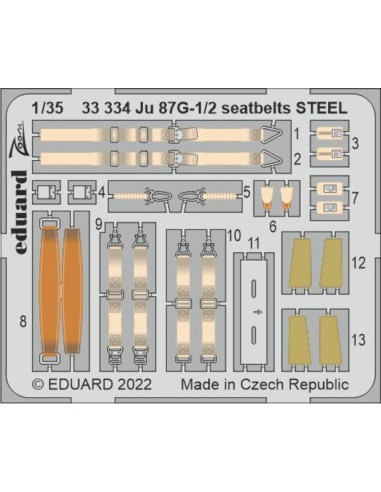 Ju 87G-1/2 seatbelts STEEL for BORDER MODEL 