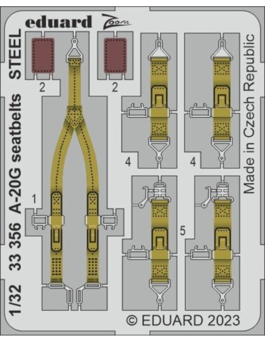 A-20G seatbelts STEEL 1/32 HKM 