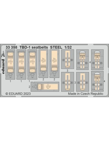 TBD-1 seatbelts STEEL 1/32 TRUMPETER 