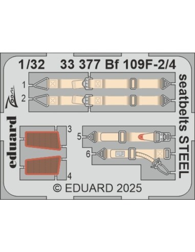 Bf 109F-2/4 seatbelts STEEL  HOBBY 2000 / HASEGAWA 