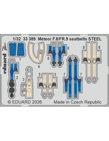 Meteor F.8/FR.9 seatbelts STEEL for Revell 