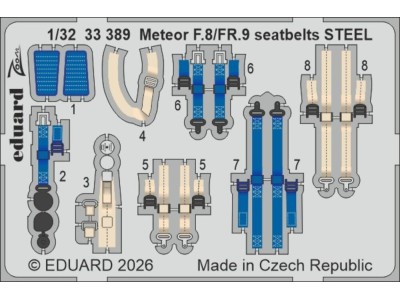 Meteor F.8/FR.9 seatbelts STEEL for Revell 