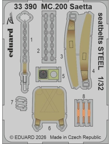 MC.200 Saetta seatbelts STEEL for Italeri 
