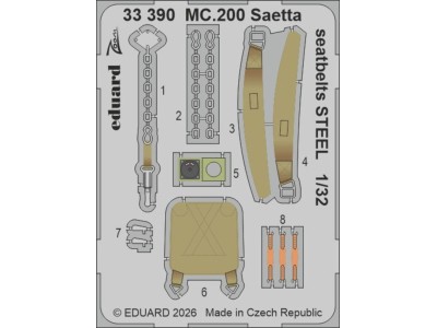 MC.200 Saetta seatbelts STEEL for Italeri 