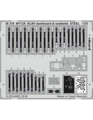 M113A ACAV dashboard & seatbelts STEEL for AFV Club 