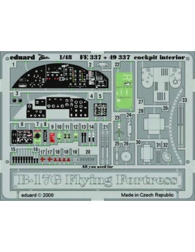 B-17G Flying Fortress cockpit interior für Revell/Monogram Bausatz 