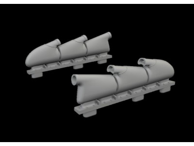 Spitfire Mk.V three-stacks exhaust rounded PRINT for Eduard 