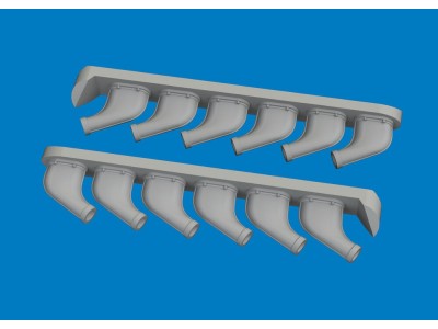 P-51D exhaust stacks PRINT for Arma Hobby 