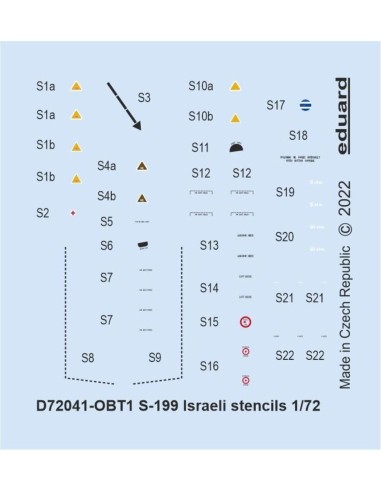 S-199 Israeli stencils 1/72 