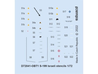 S-199 Israeli stencils 1/72 