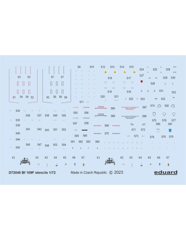 Bf 109F stencils 1/72 EDUARD 