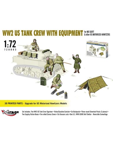 WW2 US TANK CREW WITH EQUIPMENT for M8 SCOTT & other US MOTORISED HOWITZERS 