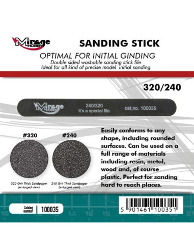 MIRAGE Sanding Stick Double Grid 240/320 