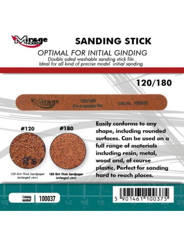 MIRAGE Sanding Stick Double Grid 120/180 