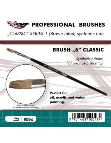 MIRAGE BRUSH FLAT HIGH QUALITY CLASSIC SERIES 1 size 6 