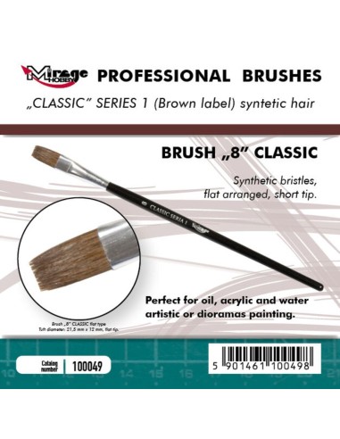 MIRAGE BRUSH FLAT HIGH QUALITY CLASSIC SERIES 1 size 8 