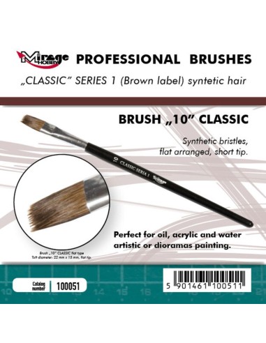 MIRAGE BRUSH FLAT HIGH QUALITY CLASSIC SERIES 1 size 10 