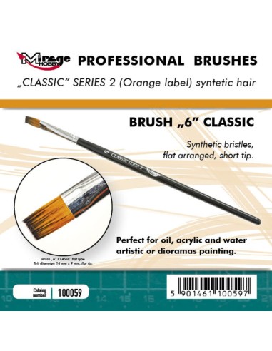 MIRAGE BRUSH FLAT HIGH QUALITY CLASSIC SERIES 2 size 6 