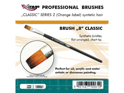 MIRAGE BRUSH FLAT HIGH QUALITY CLASSIC SERIES 2 size 8 