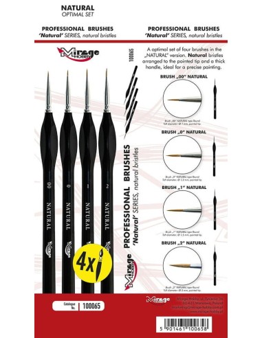 MIRAGE BRUSH OPTIMAL SET of NATURAL [4 x Natural Brush: 00, 0, 1, 2] 