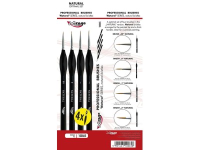 MIRAGE BRUSH OPTIMAL SET of NATURAL [4 x Natural Brush: 00, 0, 1, 2] 
