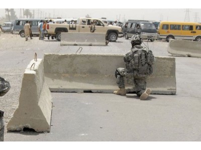 Modern concrete road barriers 