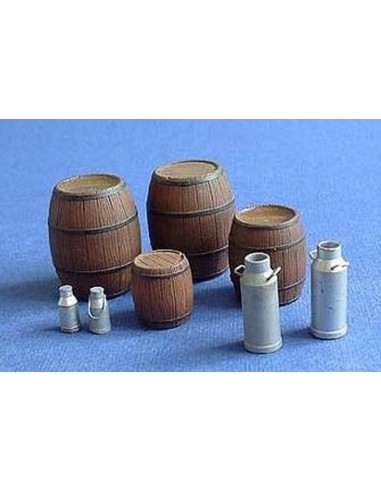 Wooden barrels and milk cans 