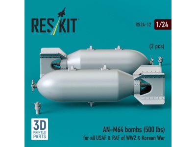 AN-M64 bombs (500 lbs) for all USAF & RAF of WW2 & Korean War (2 pcs) (3D Printed) 