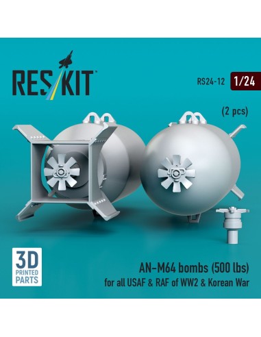 AN-M64 bombs (500 lbs) for all USAF & RAF of WW2 & Korean War (2 pcs) (3D Printed) 
