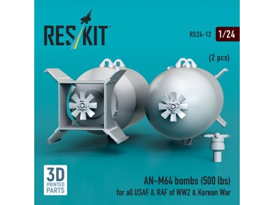 AN-M64 bombs (500 lbs) for all USAF & RAF of WW2 & Korean War (2 pcs) (3D Printed) 