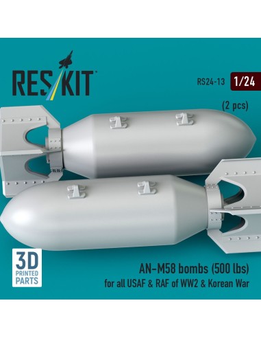 AN-M58 bombs (500 lbs) for all USAF & RAF of WW2 & Korean War (2 pcs) (3D Printed) 