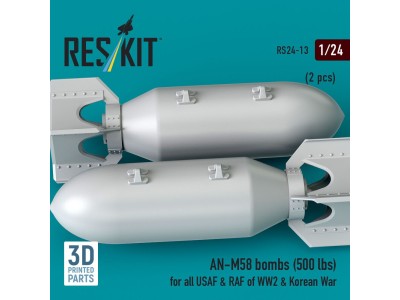 AN-M58 bombs (500 lbs) for all USAF & RAF of WW2 & Korean War (2 pcs) (3D Printed) 