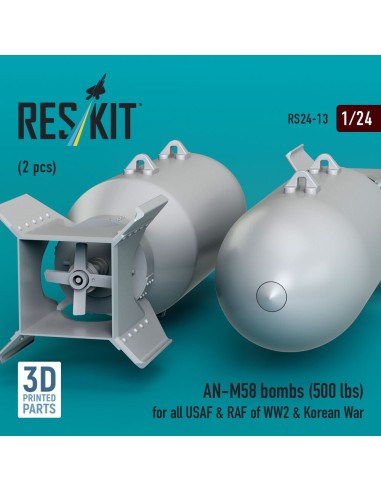 AN-M58 bombs (500 lbs) for all USAF & RAF of WW2 & Korean War (2 pcs) (3D Printed) 