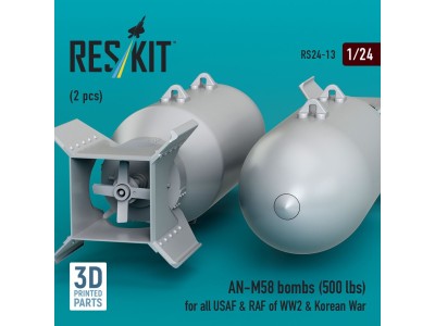AN-M58 bombs (500 lbs) for all USAF & RAF of WW2 & Korean War (2 pcs) (3D Printed) 