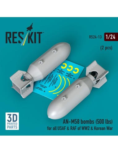 AN-M58 bombs (500 lbs) for all USAF & RAF of WW2 & Korean War (2 pcs) (3D Printed) 