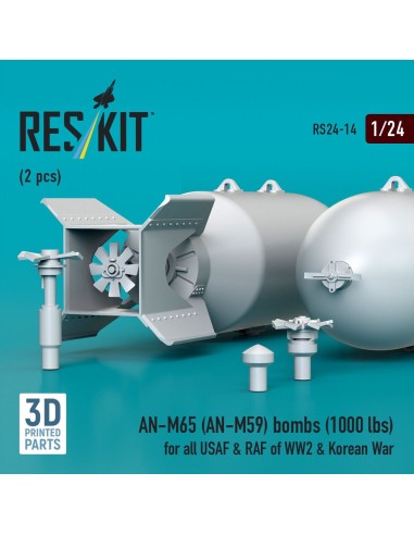AN-M65 (AN-M59) bombs (1000 lbs) for all USAF & RAF of WW2 & Korean War (2 pcs) (3D Printed) 